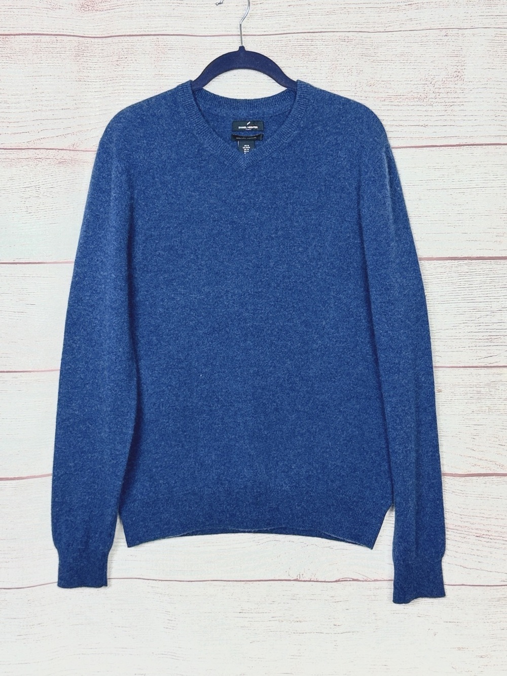 DANIEL HECHTER Paris Cashmere Sweater Blue V-neck Men's size M